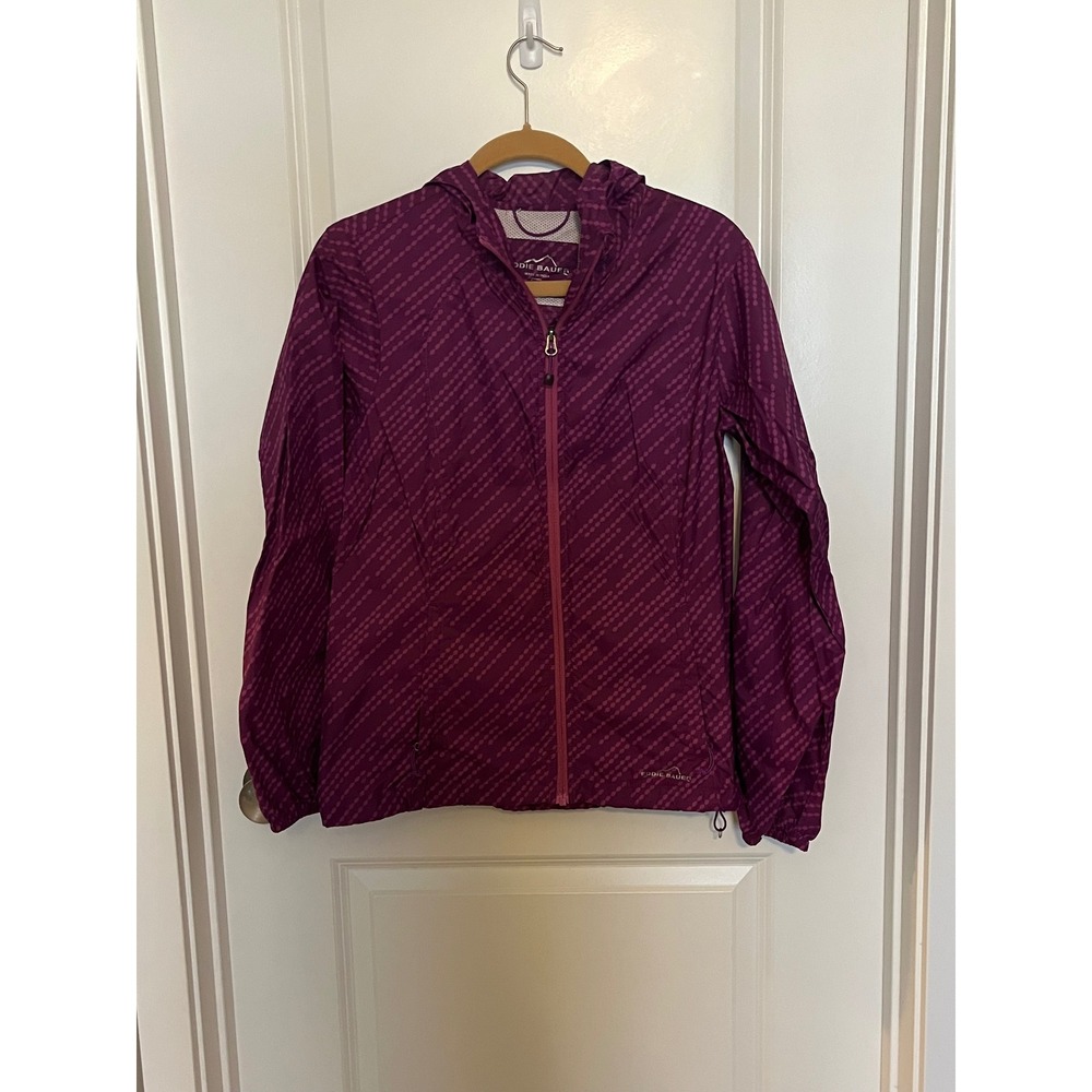 Eddie Bauer Purple Patterned Hooded Lightweight Jacket Women's Size S
